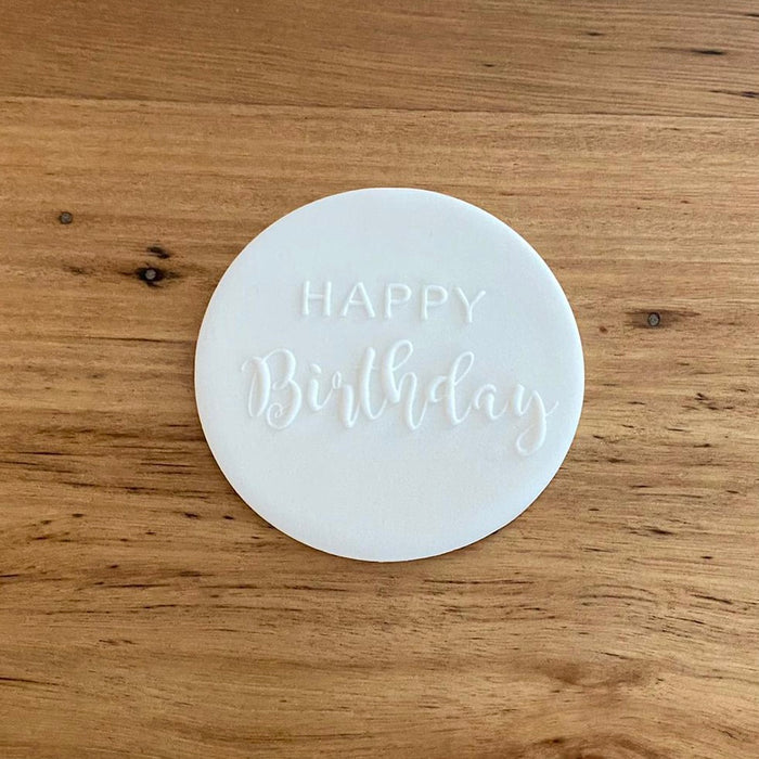 "Happy Birthday" Deboss Raised Effect Cookie Stamp, Cookie Cutter Store