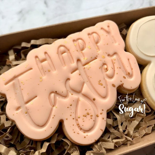 Happy Easter Plaque Sign Cookie Cutter & Emboss Stamp, Pop Stamp, deboss stamp and cookie cutter, cookie cutter store