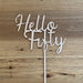 "Hello Fifty" in Rose Gold acrylic cake topper available in many colours, mirrored finish and glitters, Cookie Cutter Store