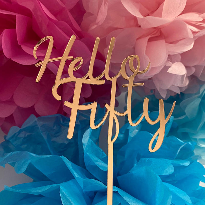 Hello Fifty, fiftieth cake topper, cookie cutter store