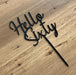 "Hello Sixty" in Black acrylic cake topper available in many colours, mirrored finish and glitters, Cookie Cutter Store