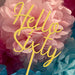 "Hello Sixty" in Pastel Lemon acrylic cake topper available in many colours, mirrored finish and glitters, Cookie Cutter Store