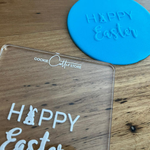Hoppy Easter Happy Easter Cookie Stamp, Pop Stamp, deboss stamp and cookie cutter, cookie cutter store