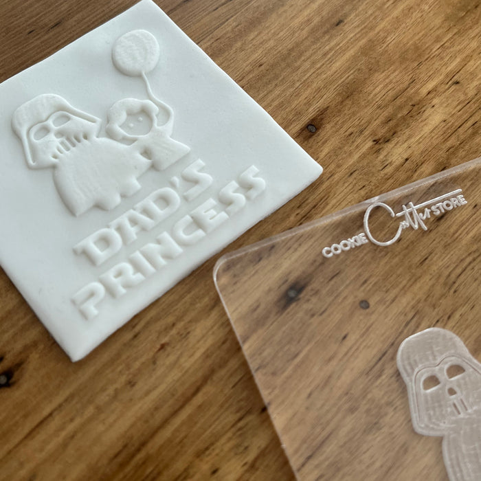 Dad's Princess with Darth Vader and Princess Leia Cookie Stamp, Deboss, Pop stamp, Raised stamp, Cookie Cutter Store