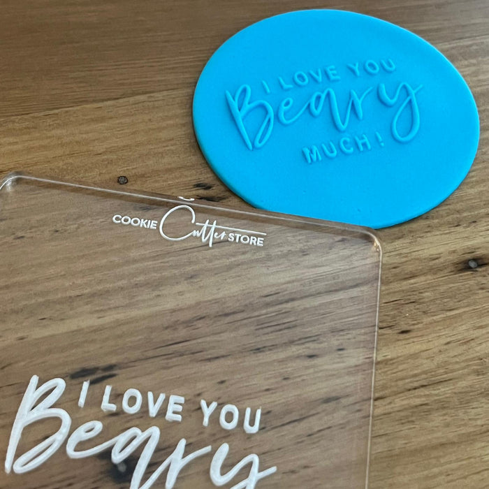 I Love You Beary Much Deboss Raised Effect Stamp, Pop Stamp, deboss stamp and cookie cutter, cookie cutter store
