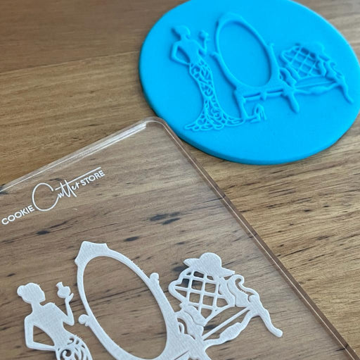 Lady with Mirror Mother's Day Raised Effect Cookie Stamp, Pop Stamp, deboss stamp and cookie cutter, cookie cutter store