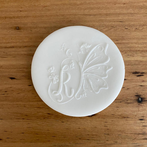 Alphabet Letter R Butterfly Design Deboss Raised Effect Stamp, Pop Stamp, deboss stamp and cookie cutter, cookie cutter store