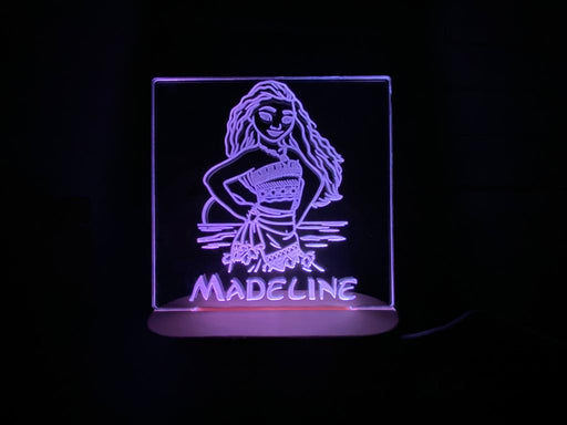 Childs Night Light Moana as Light Sign and Multi Colour LED Light Base, Cookie Cutter Store