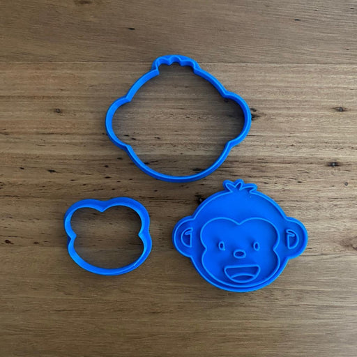Monkey Head Cookie Cutter and Fondant Set 3 piece.  This super cute set comes as 3 pieces to make awesome Monkey faces. The 1st piece is the cookie cutter outline, the second is the face cutter and the 3rd is the stamp for all the features!