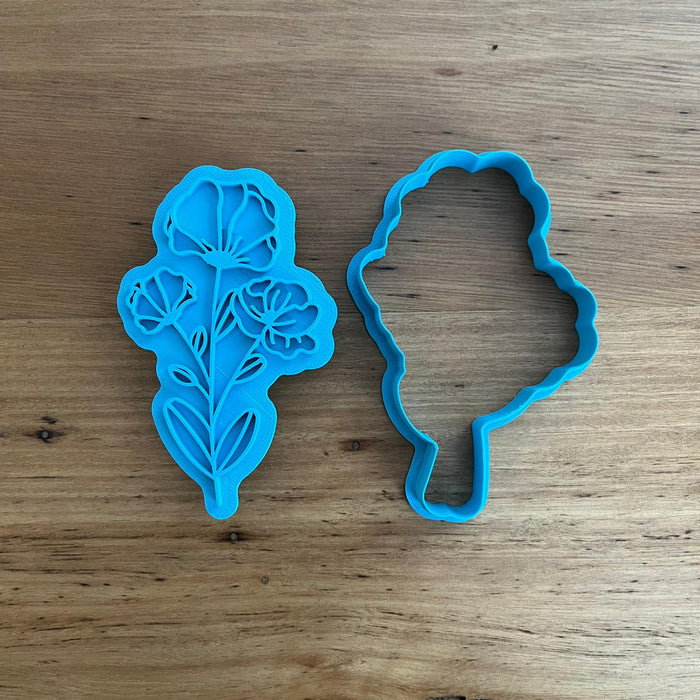 Mother's Day Flowers style #1 cookie cutter and matching emboss stamp, from cookie cutter store