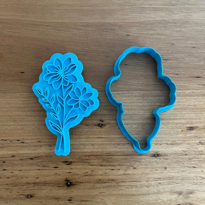 Mother's Day Flowers style #2 cookie cutter and matching emboss stamp, from cookie cutter store