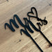 "Mr & Mrs" in Black acrylic cake topper available in many colours, mirrored finish and glitters, Cookie Cutter Store