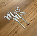 "Mr & Mrs" in silver acrylic cake topper available in many colours, mirrored finish and glitters, Cookie Cutter Store