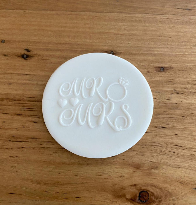 "Mr Mrs" Style 1 Deboss Raised Effect Cookie Stamp, Cookie Cutter Store