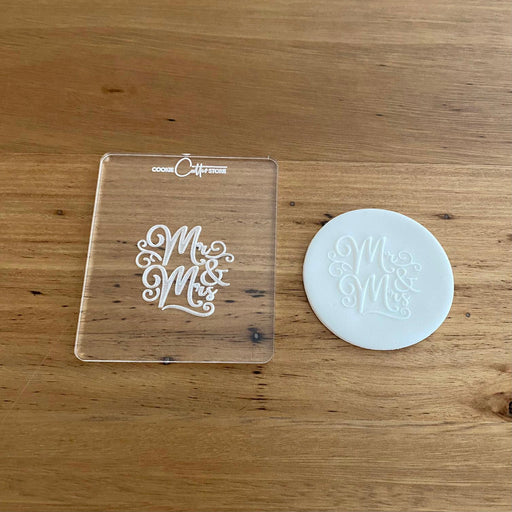 "Mr & Mrs" Style 2 Deboss Raised Effect Cookie Stamp, Cookie Cutter Store