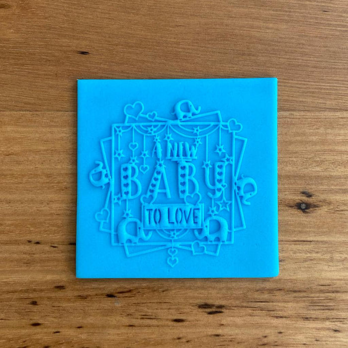 "A New Baby To Love" Deboss Raised Effect Stamp, Pop Stamp, deboss stamp and cookie cutter, cookie cutter store