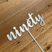 Ninety, 90, acrylic cake topper in Silver, Cookie Cutter Store