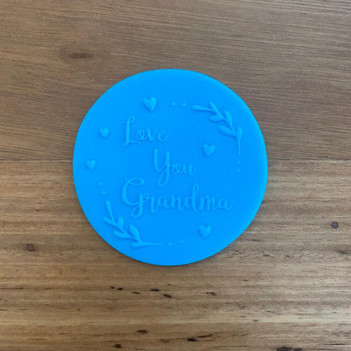 "Love You Grandma" with floral border Mother's Day Raised Effect Cookie Stamp, Pop Stamp, deboss stamp and cookie cutter, cookie cutter store