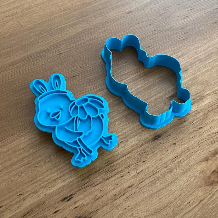 Easter Chick holding Flower Cookie Cutter & Stamp, cookie cutter store