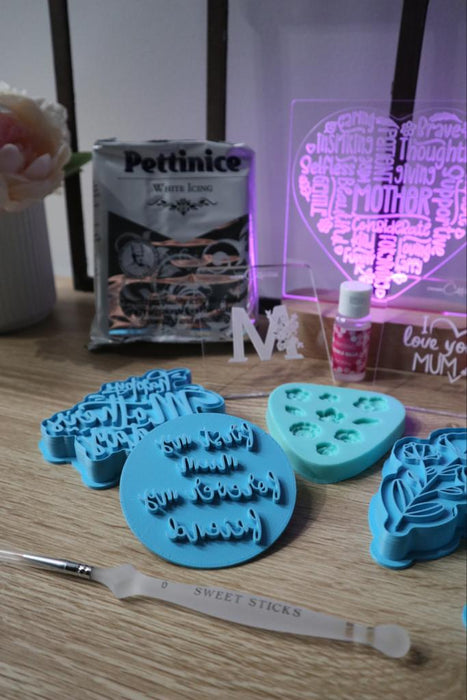 Bundle Pack 2 for Mother's Day includes cookie cutters & emboss stamps, sweet sticks edible paints, sprinkles, silicone mould and fondant - Mother's Day Theme Cookie Decorating Pack from Cookie Cutter Store