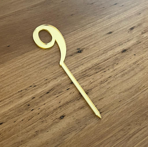 Number 9 cake topper in bright gold, cookie cutter store