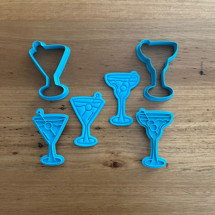 Martini Cocktail Cookie Cutter and Emboss stamp, cookie cutter store