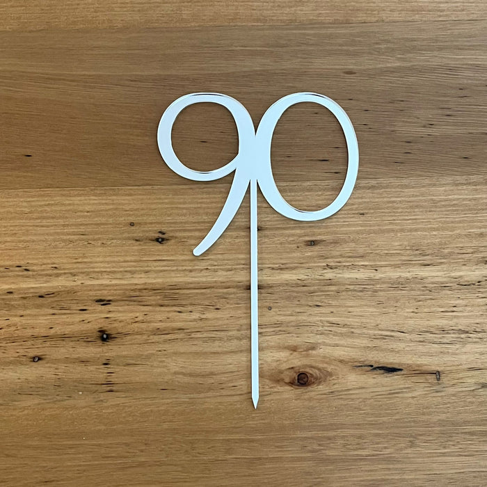 Number 90 in silver, Ninety. 90th, cake topper, cookie cutter store
