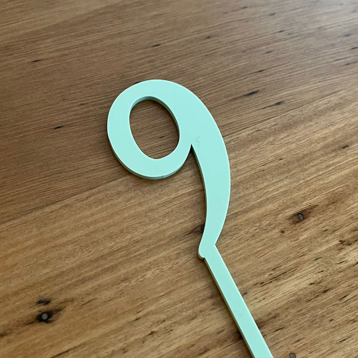 Number 9, cake topper in pastel pistachio, cookie cutter store