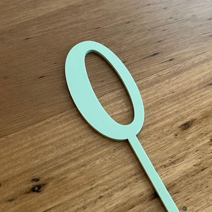Number 0, cake topper in pastel pistachio, cookie cutter store