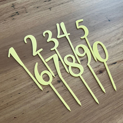Number set 0-9, cake topper in pastel lemon, cookie cutter store
