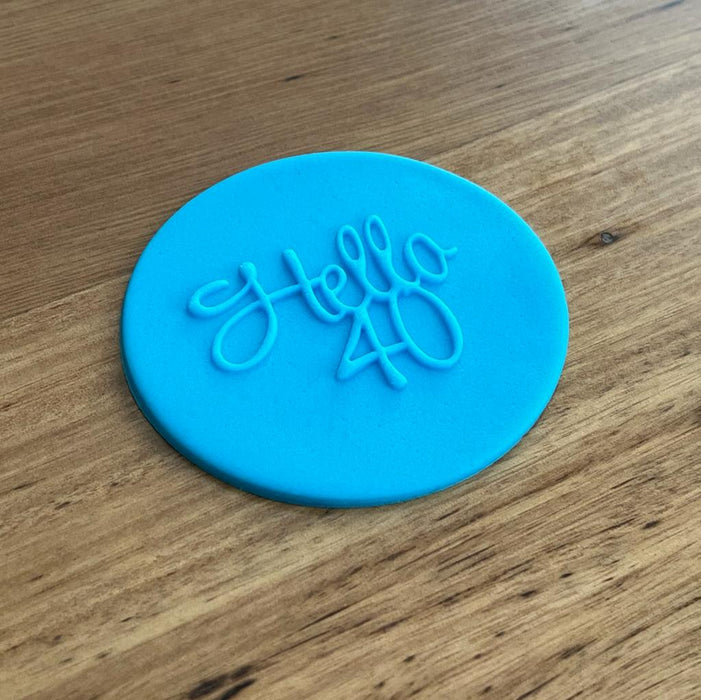 "Hello 40" Deboss Raised Effect Cookie Stamp, Cookie Cutter Store