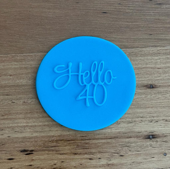 "Hello 40" Deboss Raised Effect Cookie Stamp, Cookie Cutter Store