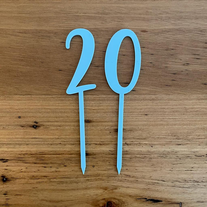 Number 2 & 0 to make 20, cake topper in pastel blue, cookie cutter store
