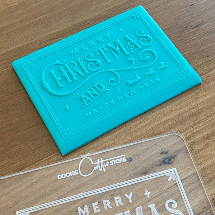 "Merry Christmas" Deboss, Pop Stamp, Raised Effect cookie Stamp, Cookie Cutter Store