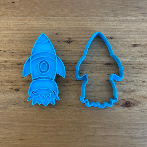 Space Rocket Ship with flames Cookie Cutter and Emboss Stamp, cookie cutter store
