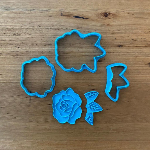 Rose and Leaves Cookie Cutter, Fondant Cutter & Stamp Set. Rose and Leaves Cutter. This set will help you make awesome Fondant Cookies with different coloured components