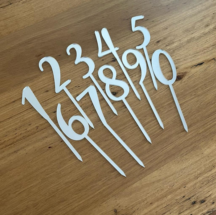 Numbers 1-9 and zero, silver cake topper, cookie cutter store