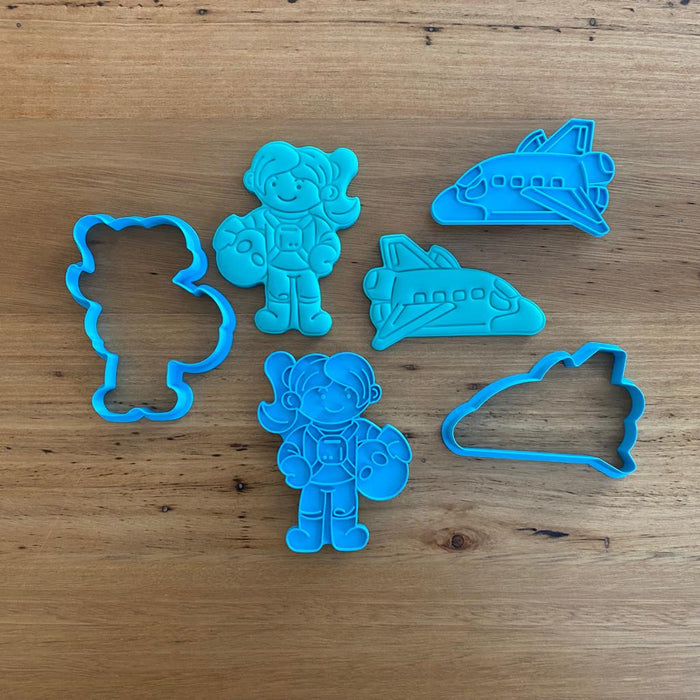 Space Girl and space ship Cookie Cutter and Optional Stamp, cookie cutter store