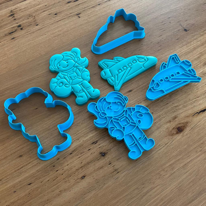 Space Girl & Space Ship Cookie Cutter and Optional Stamp, cookie cutter store