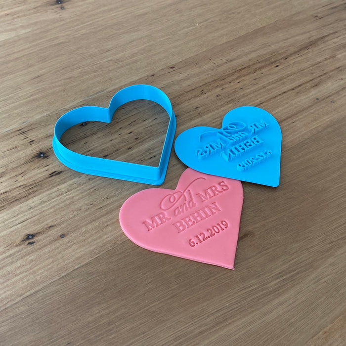 Custom Cutter and matching Custom Stamp  Choose any cutter shape and stamp design to suit your occasions. Perfect for Valentine's Day, Weddings, Anniversaries or any special occasion. These items come as a set that fit together for easy and accurate stamping.   