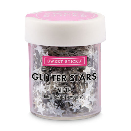 Sweet Sticks Edible Glitter Stars in Silver, Decorative Paint, Baking Cakes and Cookies, available at Cookie Cutter Store