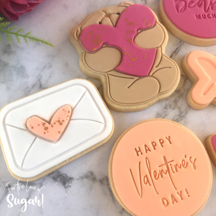 Teddy Bear Hugging Holding Heart Cookie Cutter & Stamp