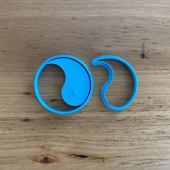 Yin and Yang 3 piece Cookie Cutter Set measures approx. 70mm across and includes the outline round cutter as well as the cutter for each element as well as a stamp for correct dot placement  Be sure to look at our other themed cookie and Fondant cutters in store