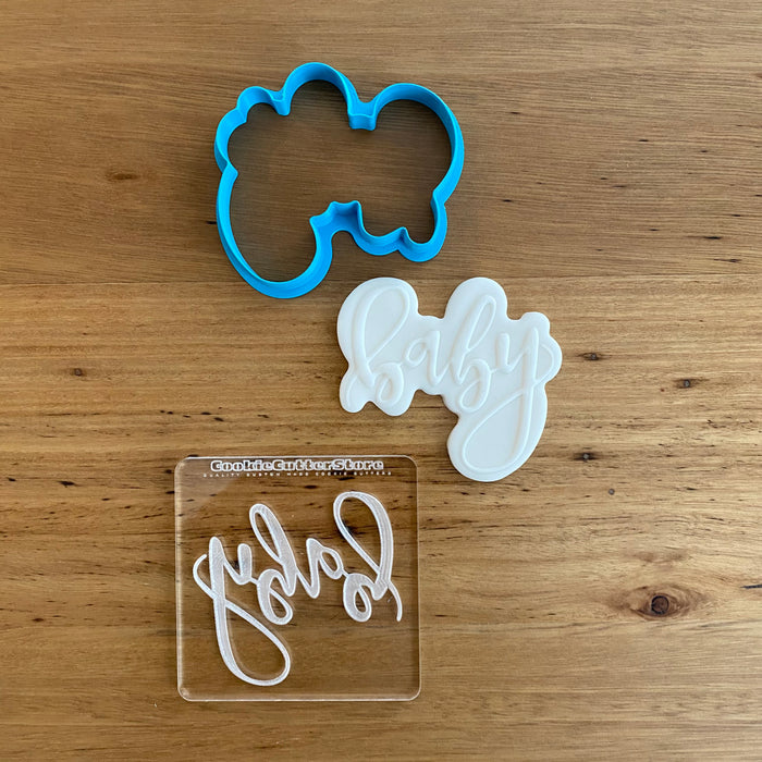Baby Plaque Sign Cookie Cutter & Deboss Raised Effect Stamp, Pop Stamp, deboss stamp and cookie cutter, cookie cutter store