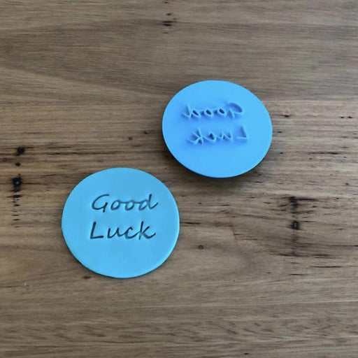 Good Luck Emboss Stamp 70mm  Each stamp comes with a handle on the top to help with application and removal of the stamp. This significantly improves the quality of your finished cookie.  