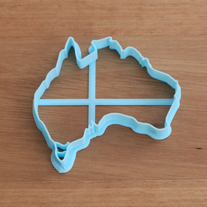 Australia Map WITH Tasmania Cookie Cutter and Optional State or Aussie Flag Stamp, measures approx. 86mm tall by 94mm wide.  Perfect for Australia Day celebrations!  Be sure to look at our other Australian themed cookie and Fondant cutters in our "Australia" section.
