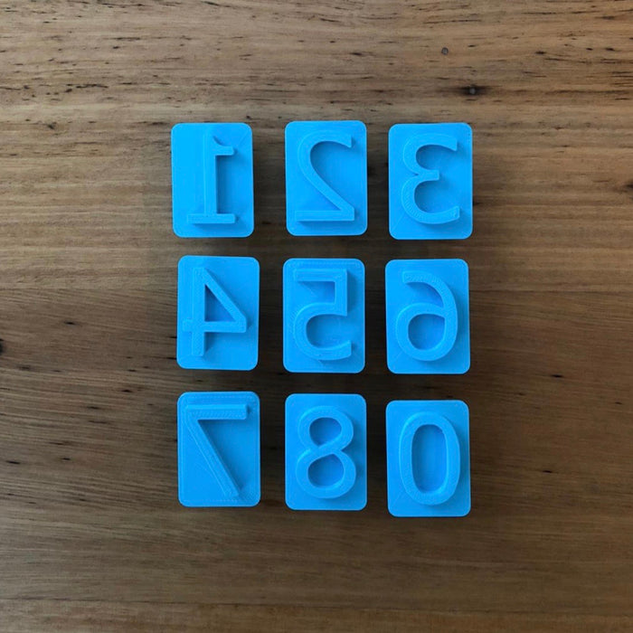 Set of Number Cookie Stamps 0-8. NOTE: #6 is the same as #9, so only 1 of them is included    Each number is 27mm tall and the widest is #4 at 20mm as a reference.
