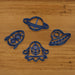 UFO Alien Rocket Planet cookie cutters with internal stamp