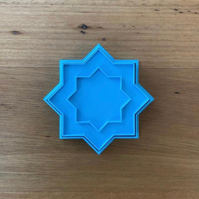 6 Pointed Star Cookie Cutter & optional Stamp measures approx. 80mm across.  