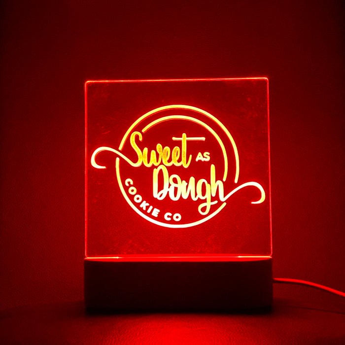 Business Logo (Custom) Light Sign and Multi Colour LED Light Base